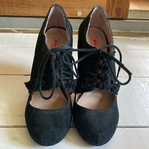 Betsy Johnson suede lace up stilettos